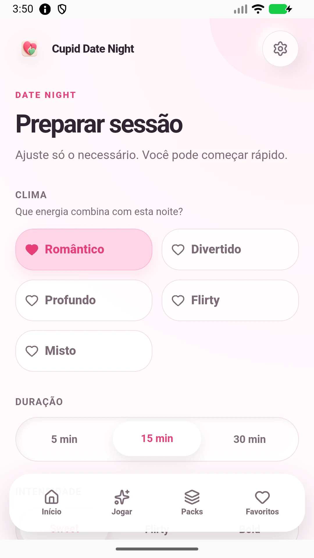 Configuração Cupid Date Night