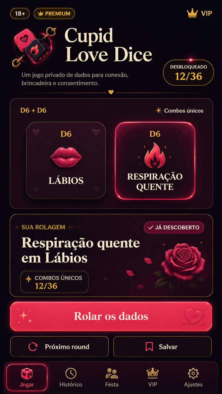Tela jogar Cupid Love Dice